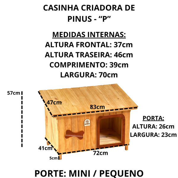 Casinha Criadora de Madeira Pinus - P